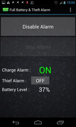 Battery Charge alarm